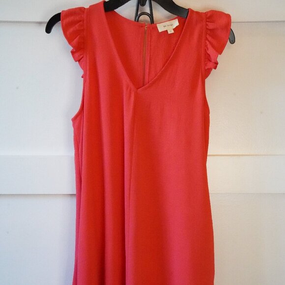 BE Stage, Sleeveless Ruffle Romper, Bright‎ Coral, Pink - Picture 3 of 6